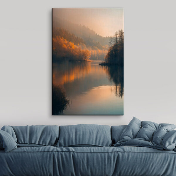 Lac avec arbres et montagnes en arrière-plan Lac avec arbres et montagnes en arrière-plan