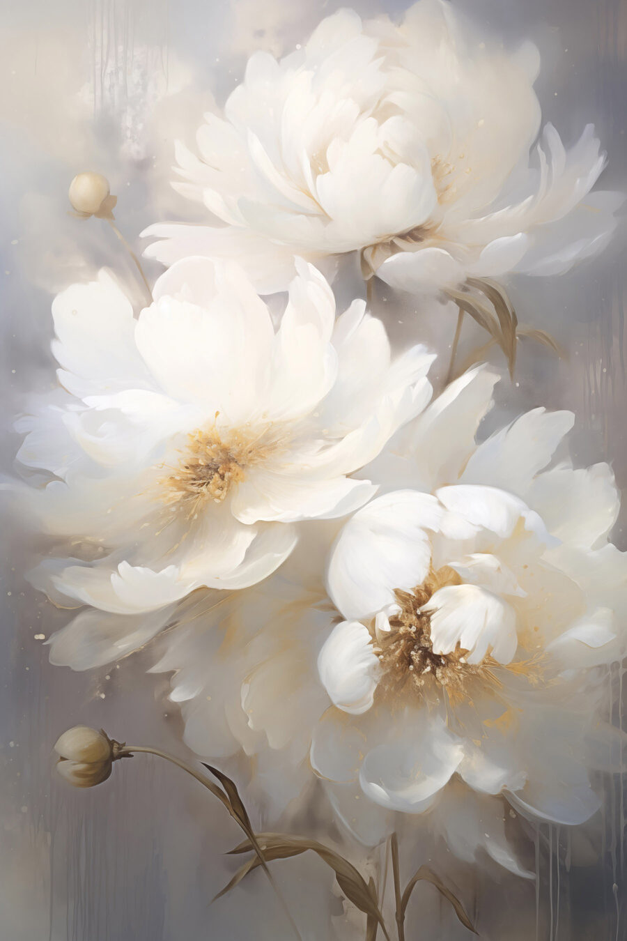 Peinture de fleurs blanches