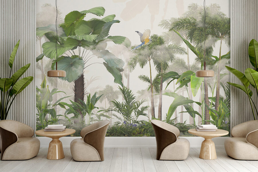 Groupe d'arbres et de plantes