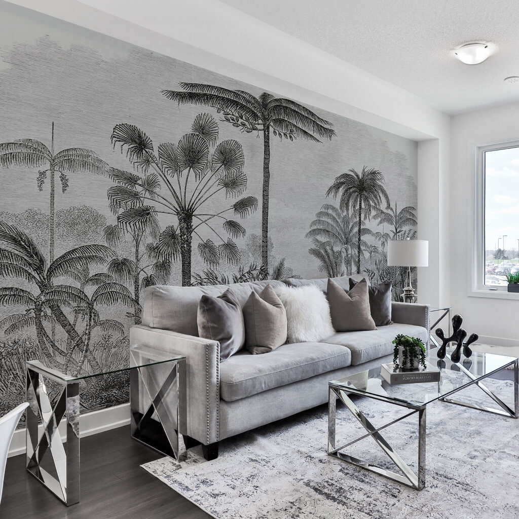 Black and white drawing of palm trees Black and white drawing of palm trees