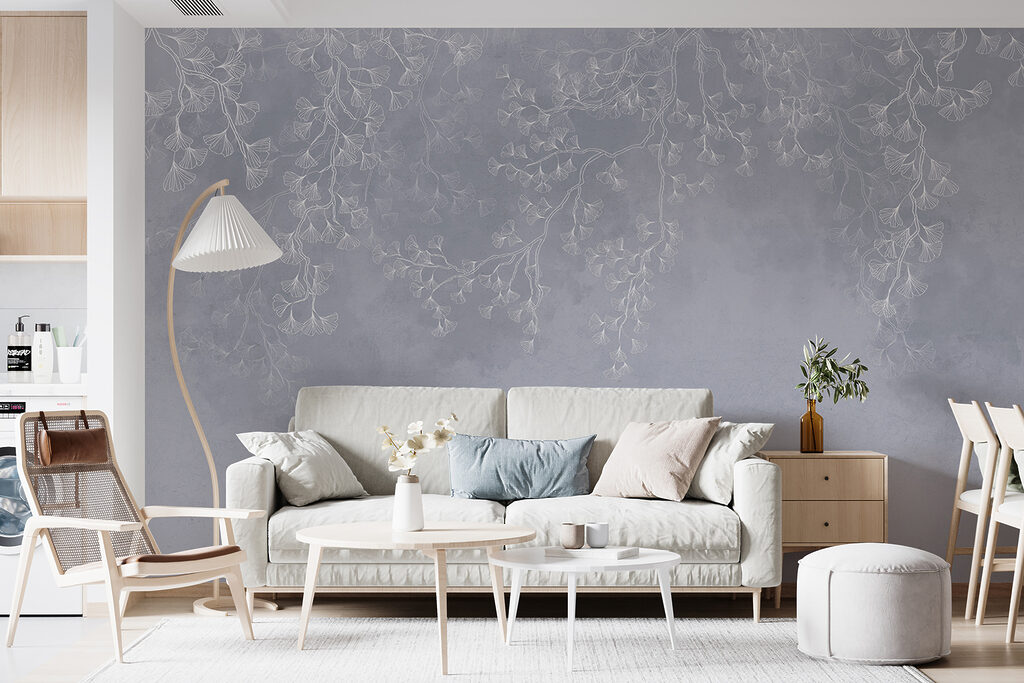 White flowers on a gray background