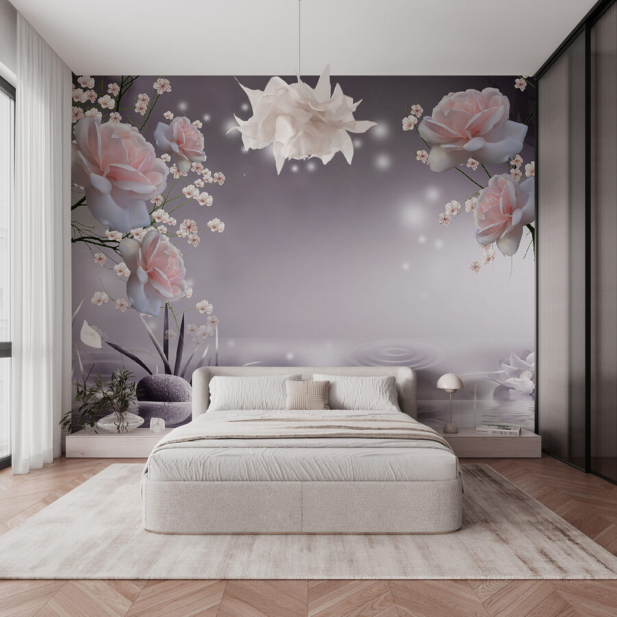 Papier peint Fleurs roses et fleurs blanches – Image 10