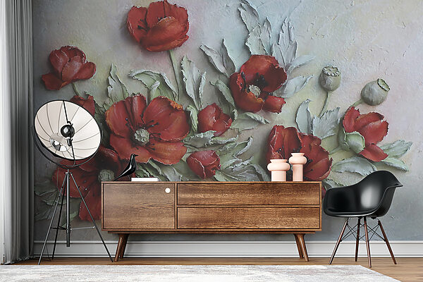 Fleurs rouges vibrantes dans des teintes douces. Fleurs rouges vibrantes dans des teintes douces.