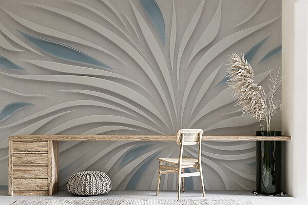 Motif blanc et bleu sur une surface grise Motif blanc et bleu sur une surface grise