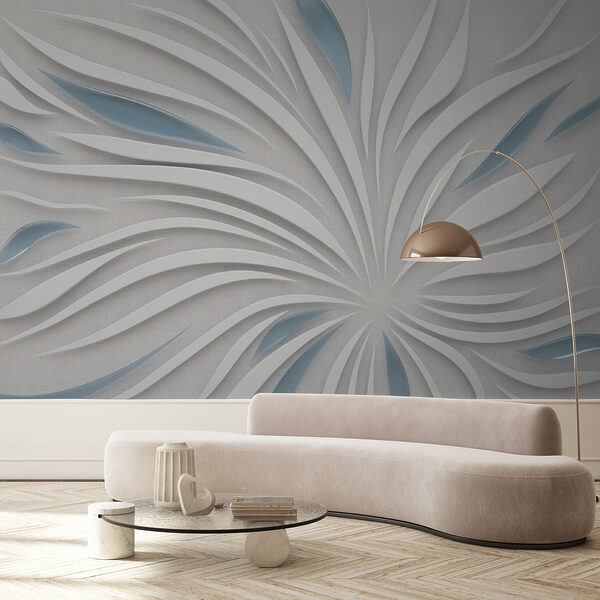 Motif blanc et bleu sur une surface grise Motif blanc et bleu sur une surface grise