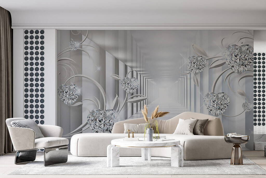 Couloir blanc avec diamants et fleurs u07513pig14mr 1024x683 - Couloir blanc avec diamants et fleurs