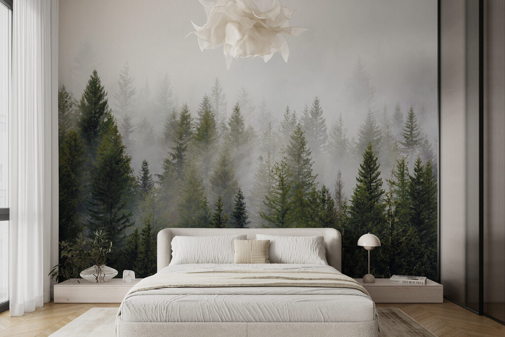 Group of trees in the fog Group of trees in the fog