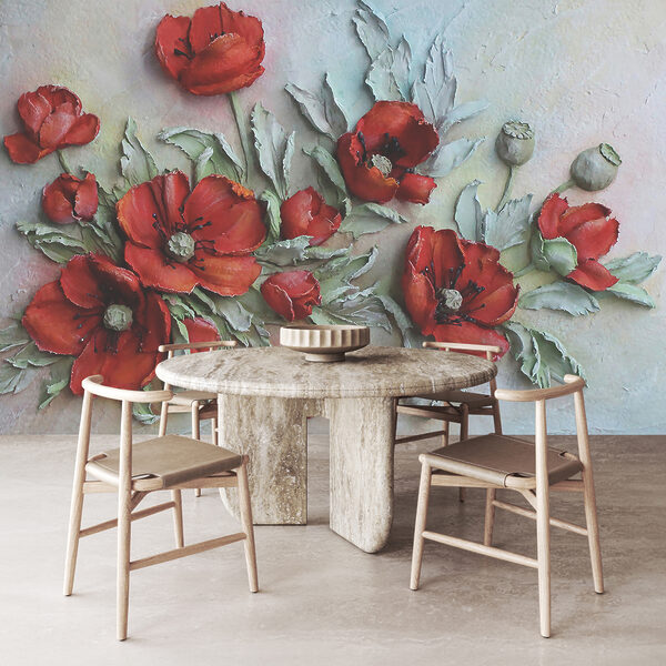 Fleurs rouges vibrantes dans des teintes douces. Fleurs rouges vibrantes dans des teintes douces.
