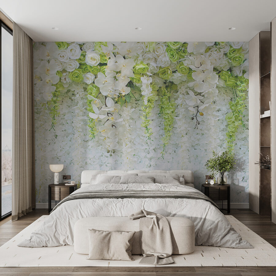 Mur de fleurs et de vignes