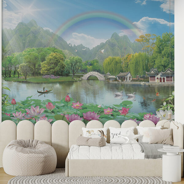 Arc-en-ciel sur un lac Arc-en-ciel sur un lac