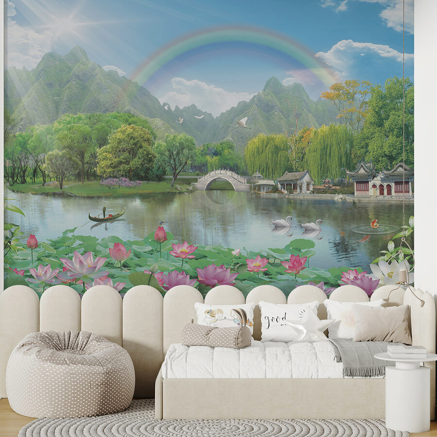 Arc-en-ciel sur un lac
