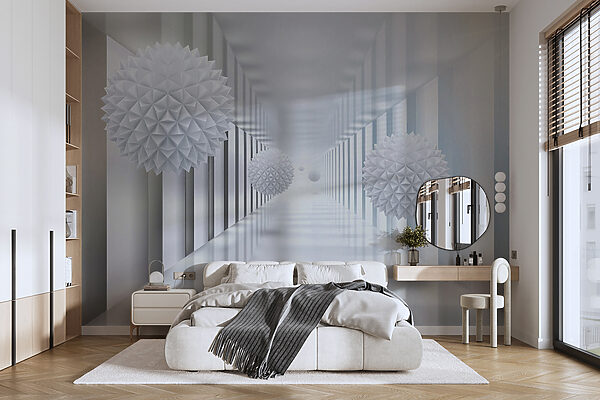Chambre blanche avec boules blanches Chambre blanche avec boules blanches