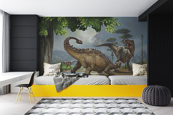 Peinture de dinosaures près d'une rivière Peinture de dinosaures près d'une rivière