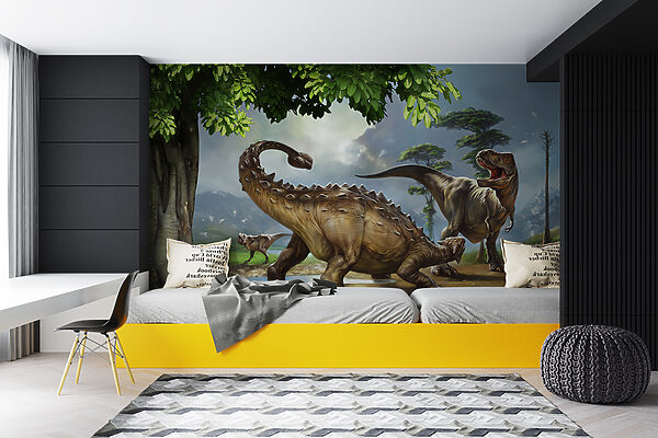 Peinture de dinosaures près d'une rivière Peinture de dinosaures près d'une rivière