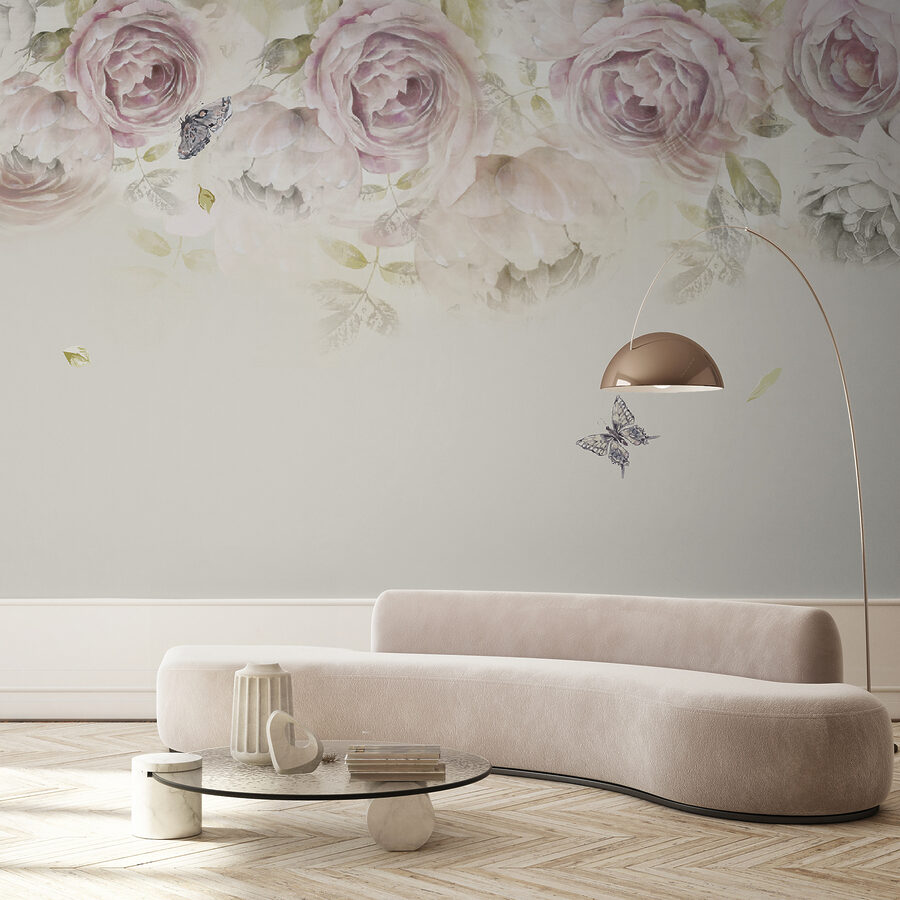 Roses roses et papillons