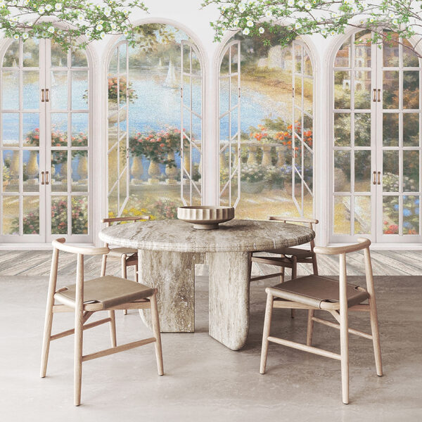 Peinture murale d'un jardin avec vue sur un balcon Peinture murale d'un jardin avec vue sur un balcon