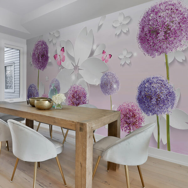 Fleurs violettes et papillons Fleurs violettes et papillons