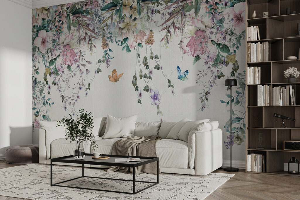 Painting of flowers and butterflies Painting of flowers and butterflies