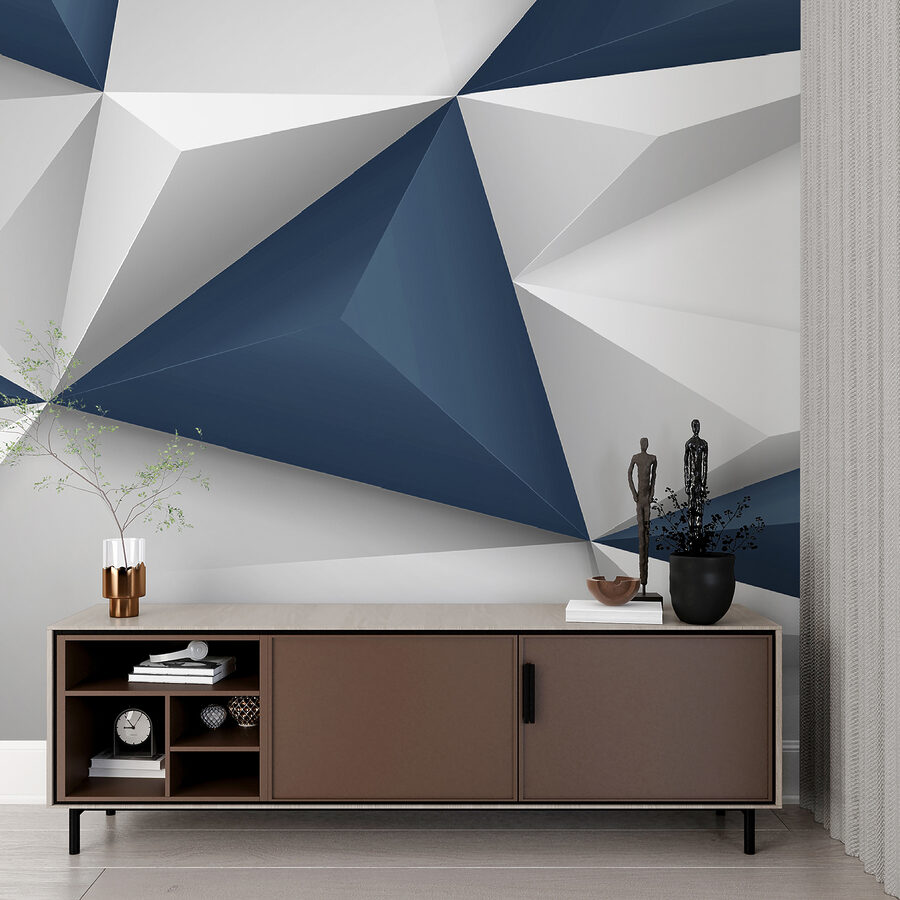 Triangles bleus et blancs