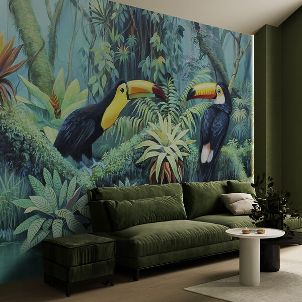 Peinture d'oiseaux dans une forêt Peinture d'oiseaux dans une forêt