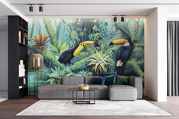 Peinture d'oiseaux dans une forêt Peinture d'oiseaux dans une forêt