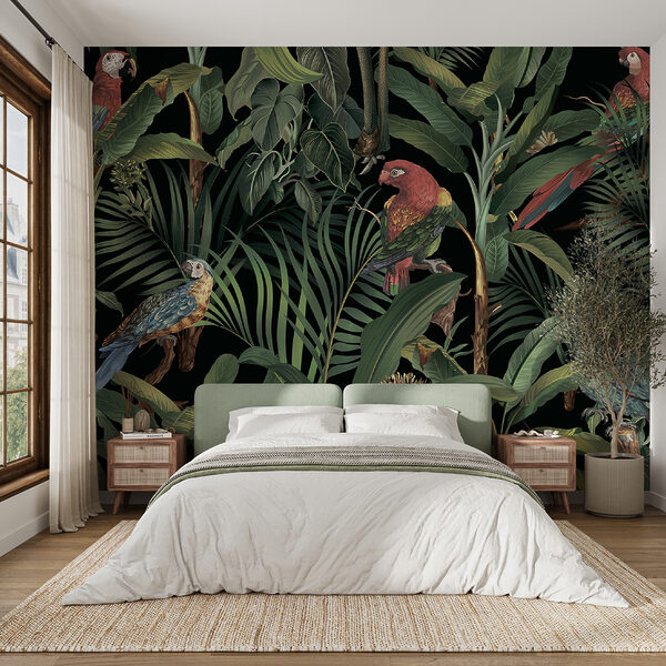 Papier peint avec des oiseaux et des plantes Papier peint avec des oiseaux et des plantes