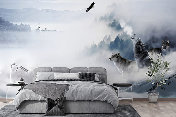 Loup hurlant dans la neige Loup hurlant dans la neige