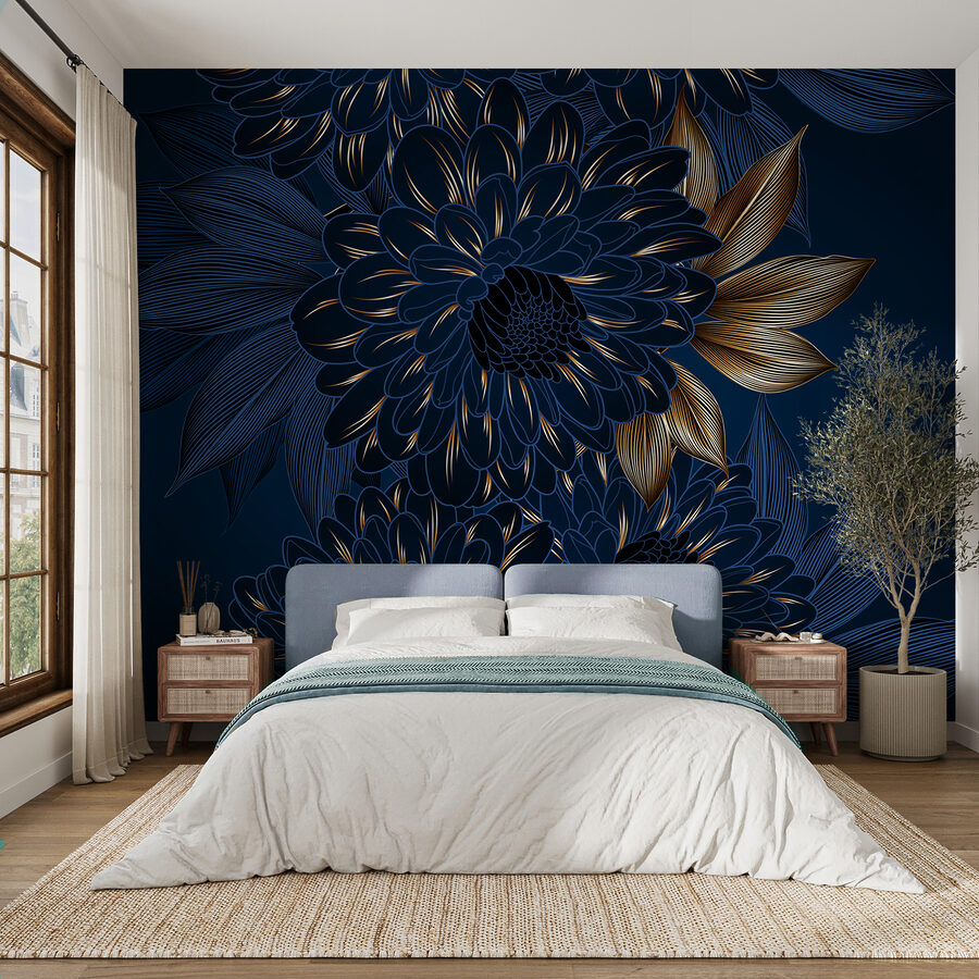 Motif floral élégant sur fond sombre
