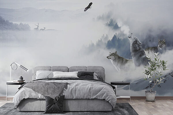 Loup hurlant dans la neige Loup hurlant dans la neige