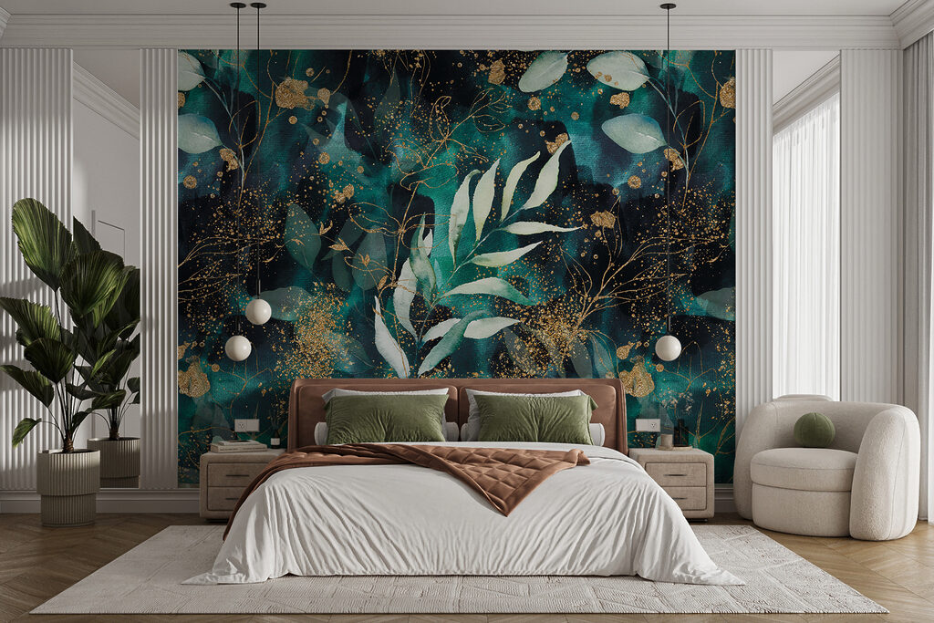 Elegant teal foliage with shimmering accents