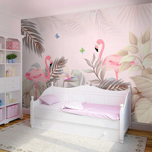 Flamants roses et fleurs Flamants roses et fleurs