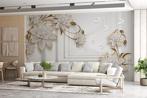 Fleurs blanches et orange sur fond blanc Fleurs blanches et orange sur fond blanc