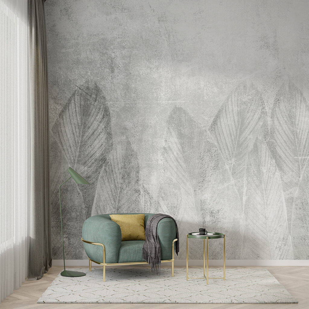 White and grey background with leaves White and grey background with leaves