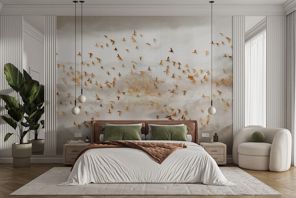 Flock of birds flying in the sky