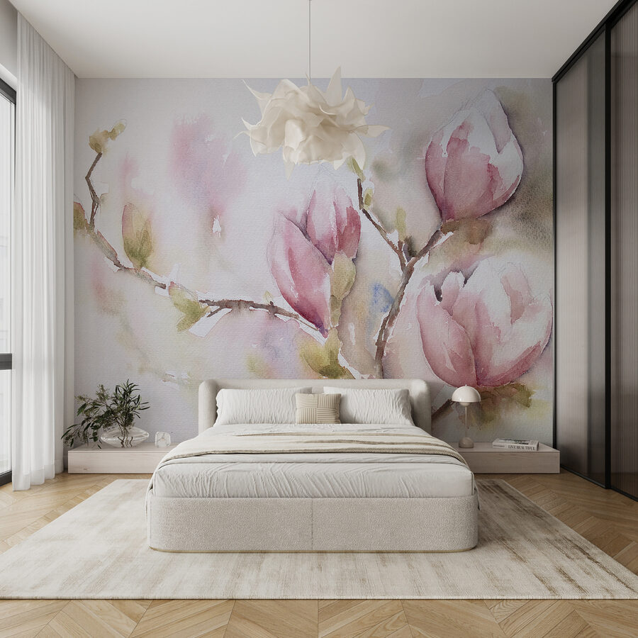 Aquarelle de fleurs roses
