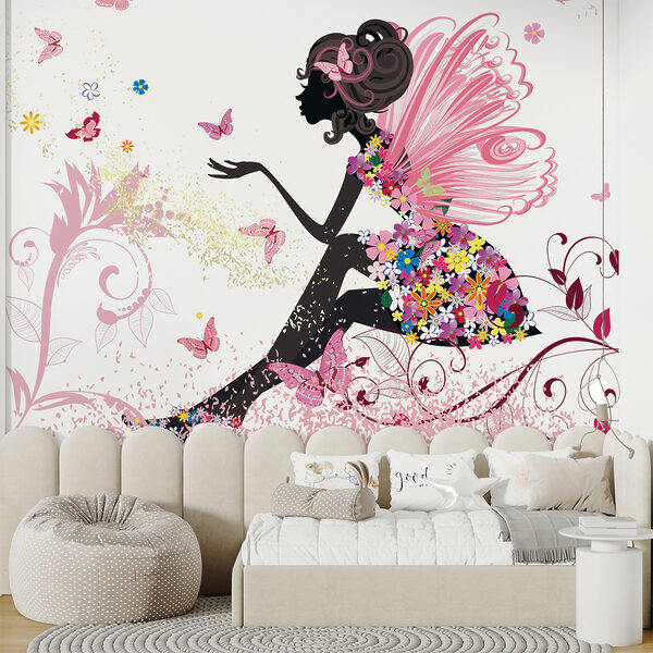 Femme assise sur une robe fleurie Femme assise sur une robe fleurie