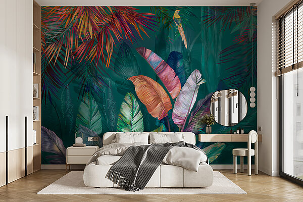 Feuilles et oiseaux tropicaux colorés Feuilles et oiseaux tropicaux colorés