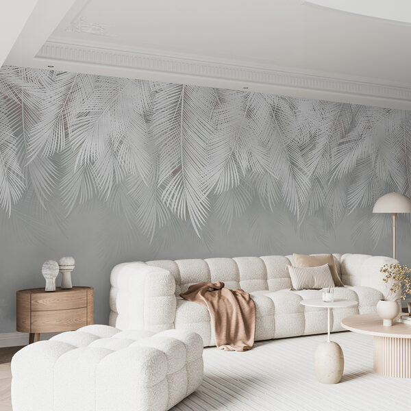 Motif de plumes blanches sur fond gris Motif de plumes blanches sur fond gris
