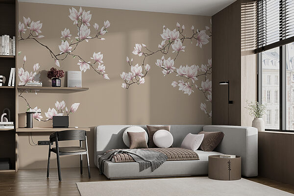 Groupe de fleurs blanches sur fond brun Groupe de fleurs blanches sur fond brun