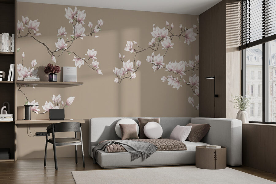 Groupe de fleurs blanches sur fond brun