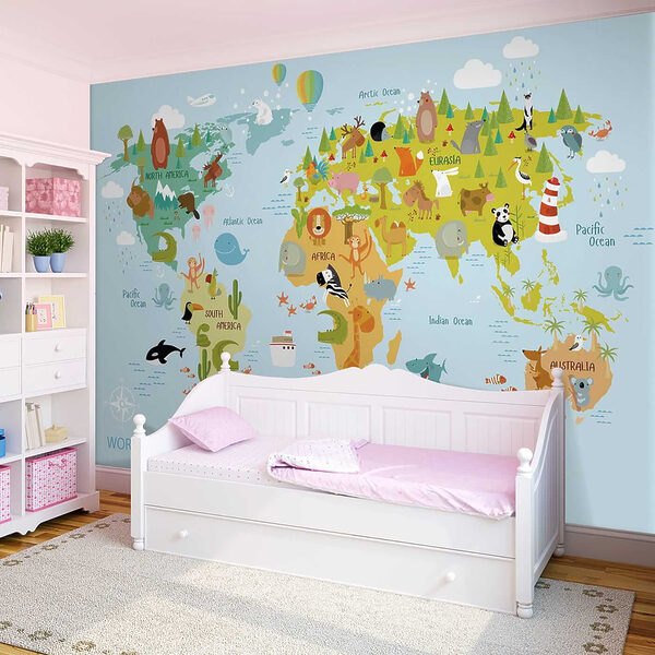 Carte du monde avec animaux Carte du monde avec animaux