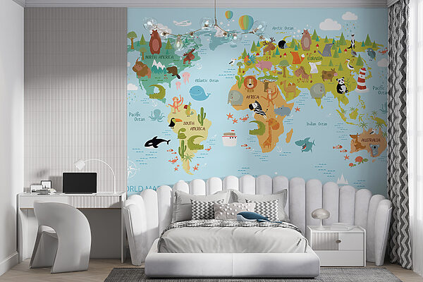 Carte du monde avec animaux Carte du monde avec animaux