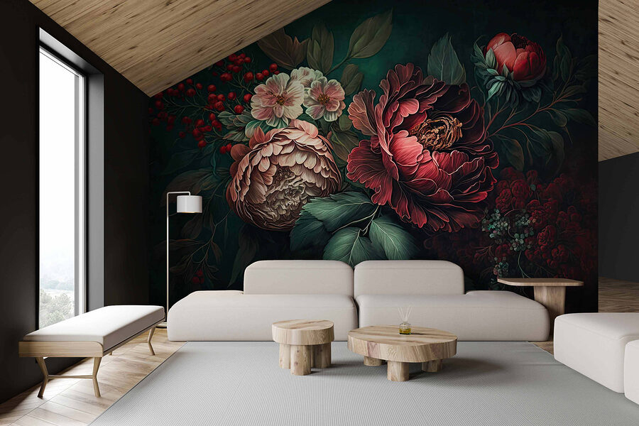 Peinture de fleurs et de feuilles