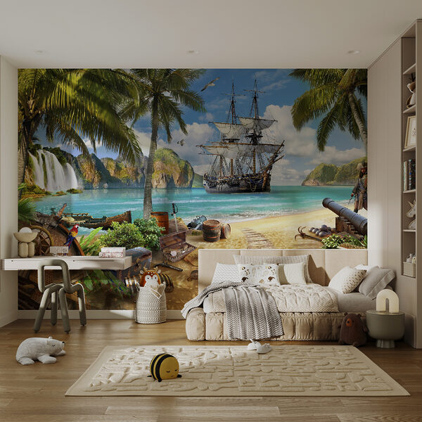 Bateau pirate sur une plage Bateau pirate sur une plage