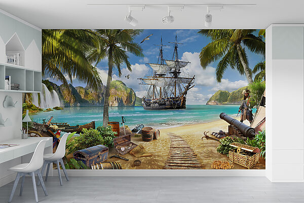 Bateau pirate sur une plage Bateau pirate sur une plage