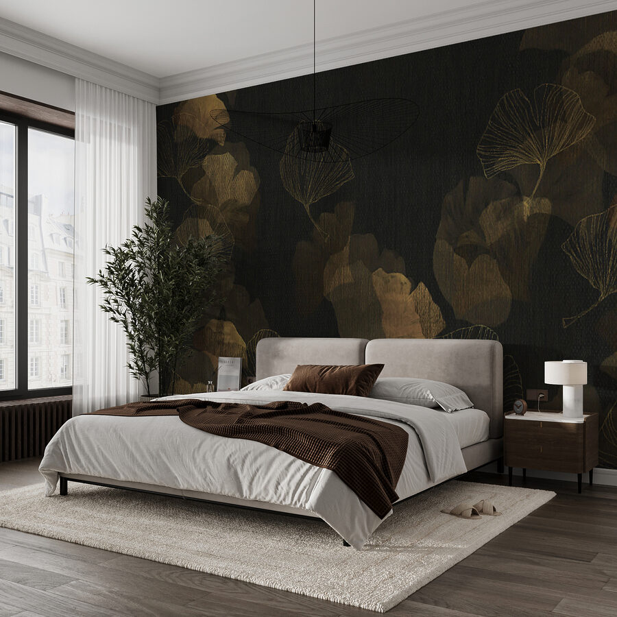 Feuilles élégantes sur fond sombre