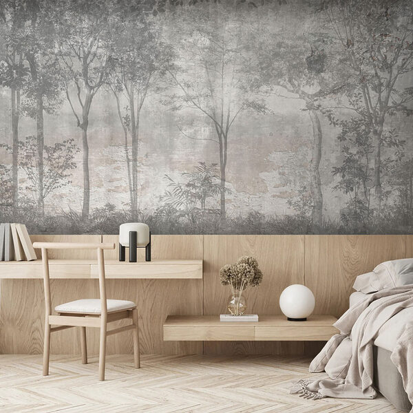 Une photo d'arbres en gris et blanc Une photo d'arbres en gris et blanc