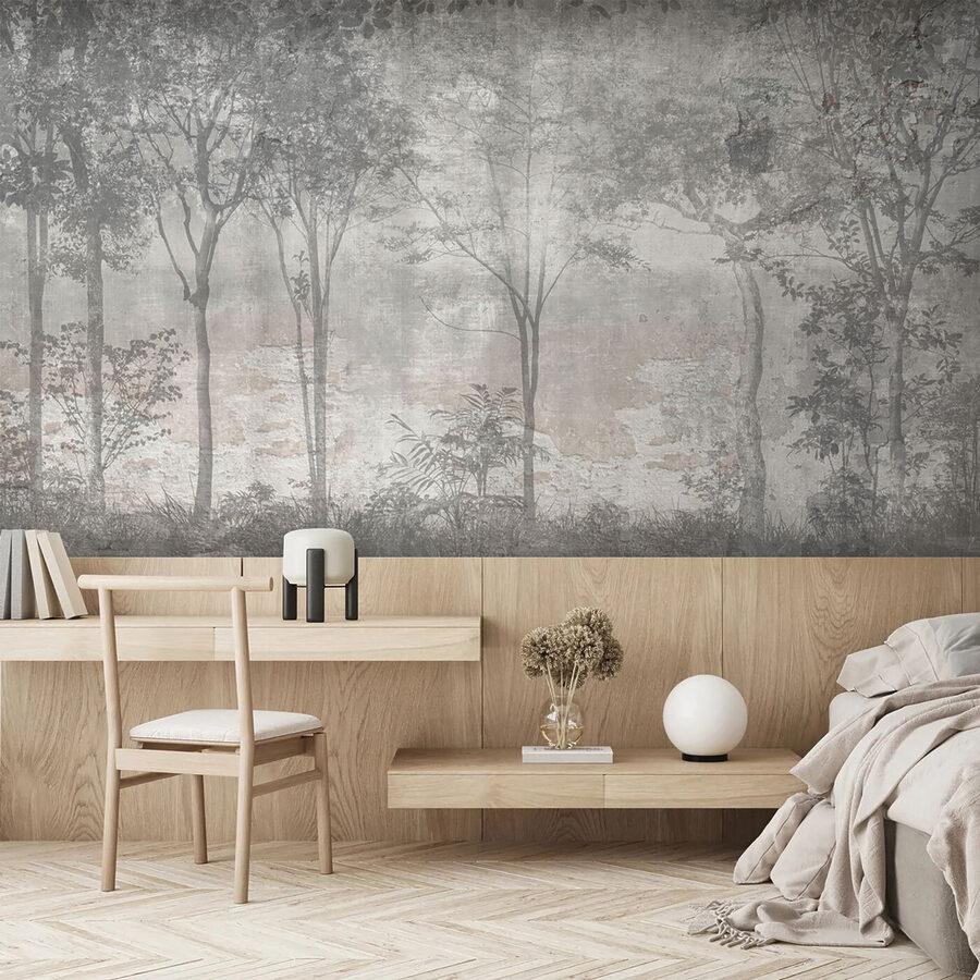 Une photo d'arbres en gris et blanc Une photo d'arbres en gris et blanc