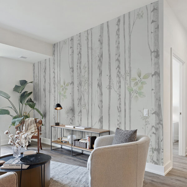 Papier peint avec des arbres et des feuilles Papier peint avec des arbres et des feuilles