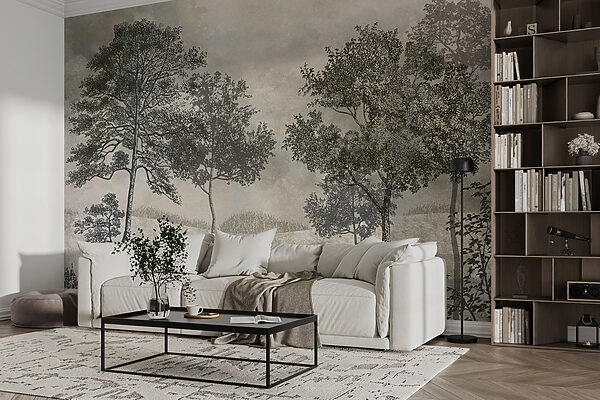 Dessin d'arbres dans un champ Dessin d'arbres dans un champ